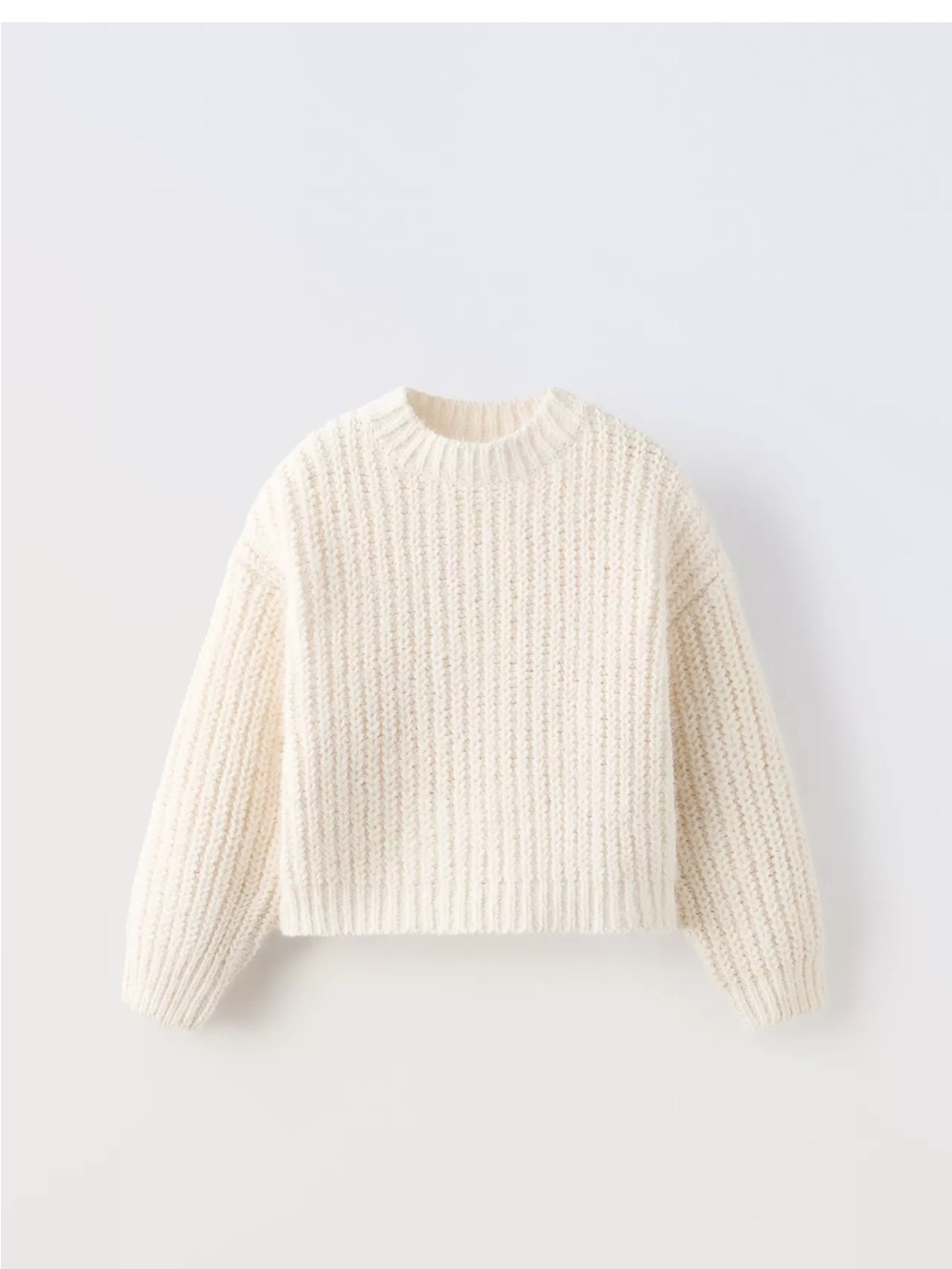 ZARA Kids size 6/7 Cream Textured Crewneck Sweater
